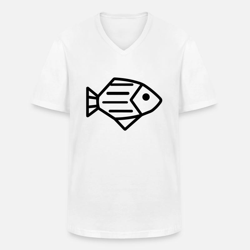 Fisch - Männer-T-Shirt mit V-Ausschnitt - Weiß