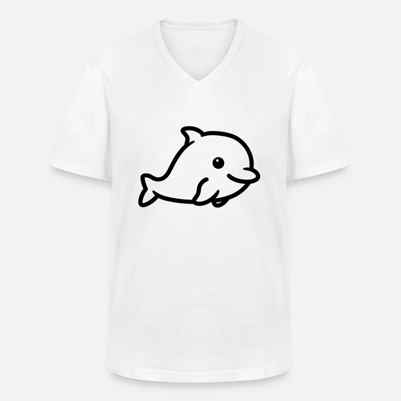 Delfin - Männer-T-Shirt mit V-Ausschnitt - Weiß