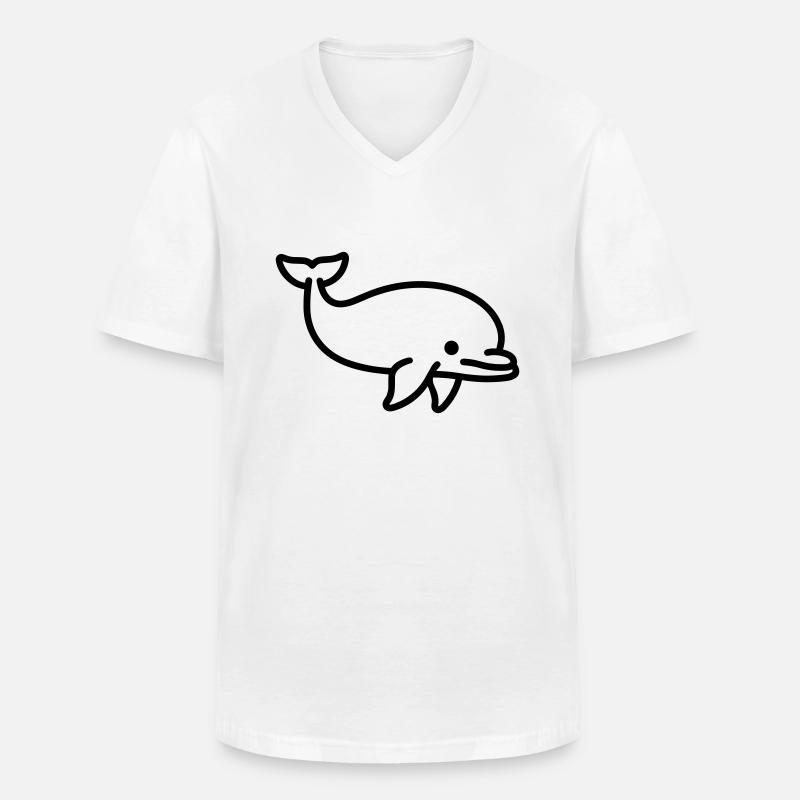 Delfin - Männer-T-Shirt mit V-Ausschnitt - Weiß