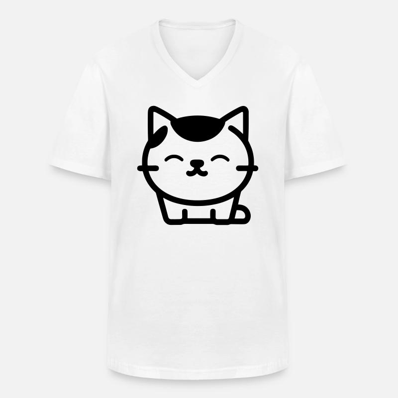 Katze - Männer-T-Shirt mit V-Ausschnitt - Weiß