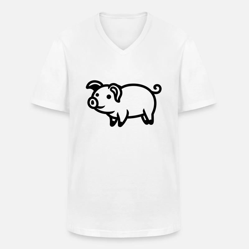 Schwein - Männer-T-Shirt mit V-Ausschnitt - Weiß
