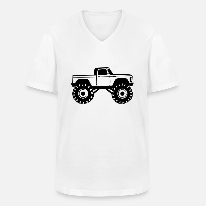Monstertruck - Männer-T-Shirt mit V-Ausschnitt - Weiß
