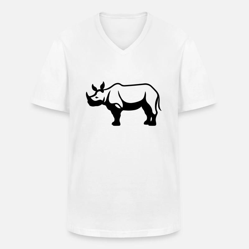 Nashorn - Männer-T-Shirt mit V-Ausschnitt - Weiß