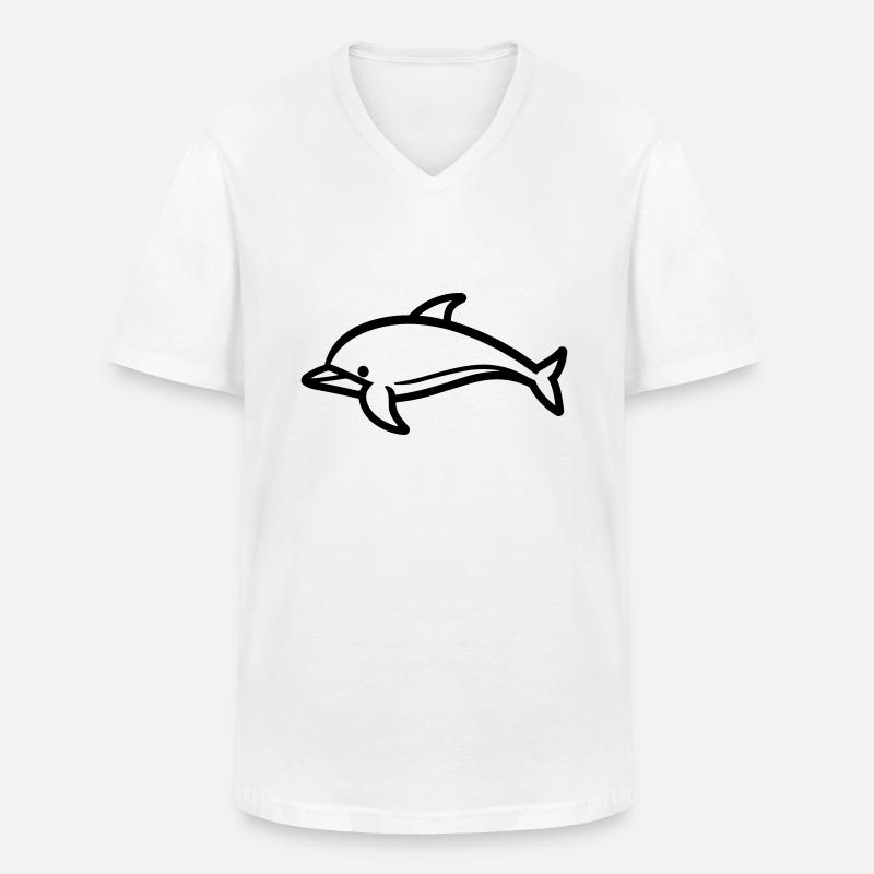 Delfin - Männer-T-Shirt mit V-Ausschnitt - Weiß