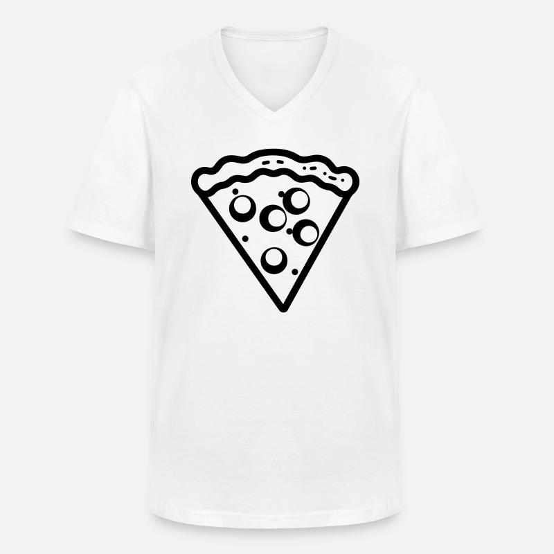 Pizzastück - Männer-T-Shirt mit V-Ausschnitt - Weiß
