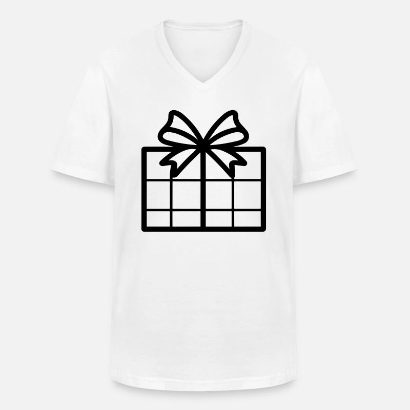 Kleine Geschenkbox - Männer-T-Shirt mit V-Ausschnitt - Weiß