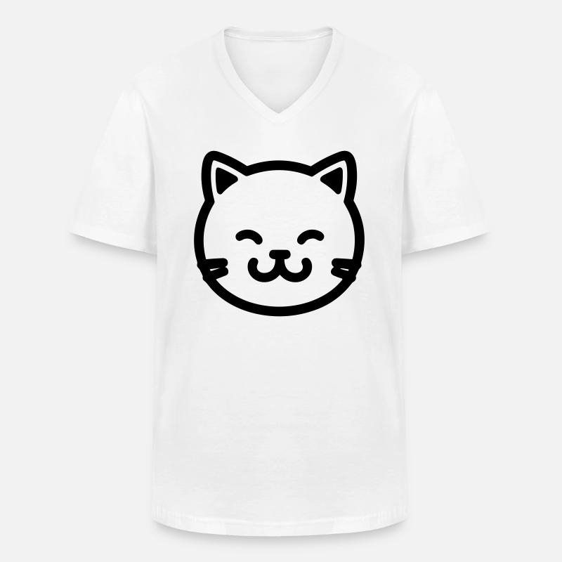 Katze - Männer-T-Shirt mit V-Ausschnitt - Weiß