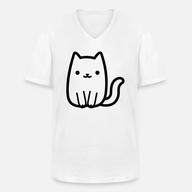 Katze - Männer-T-Shirt mit V-Ausschnitt - Weiß