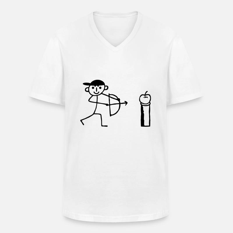 Strichmännchen Apfel schießen - Männer-T-Shirt mit V-Ausschnitt - Weiß