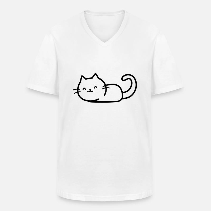 Katze - Männer-T-Shirt mit V-Ausschnitt - Weiß