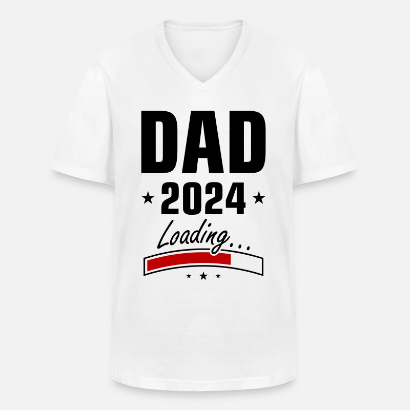 Dad 2024 Loading Papa - Männer-T-Shirt mit V-Ausschnitt - Weiß
