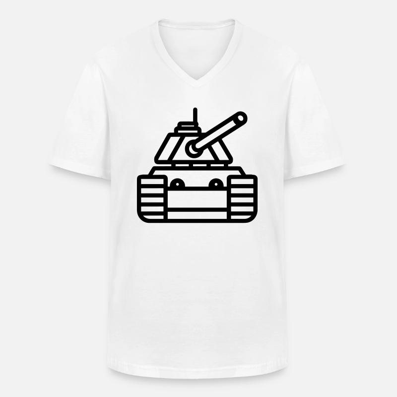 Panzer - Männer-T-Shirt mit V-Ausschnitt - Weiß