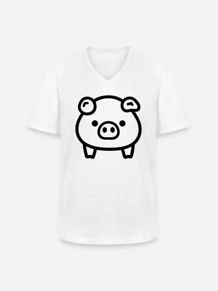 pig - Men's V-Neck T-Shirt - white