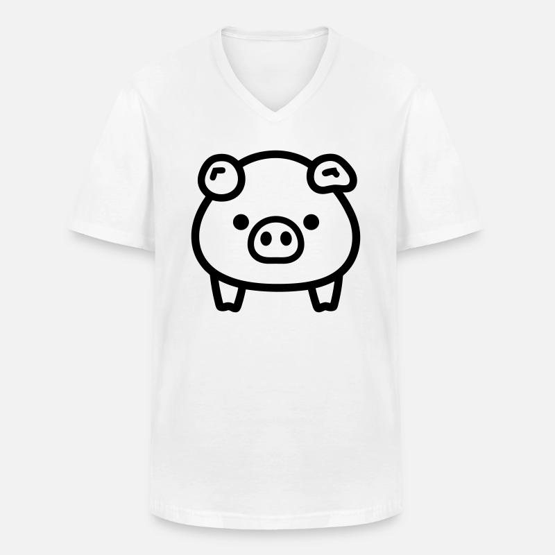 Schwein - Männer-T-Shirt mit V-Ausschnitt - Weiß