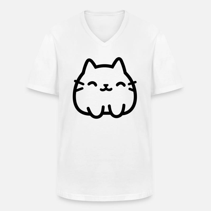 Katze - Männer-T-Shirt mit V-Ausschnitt - Weiß