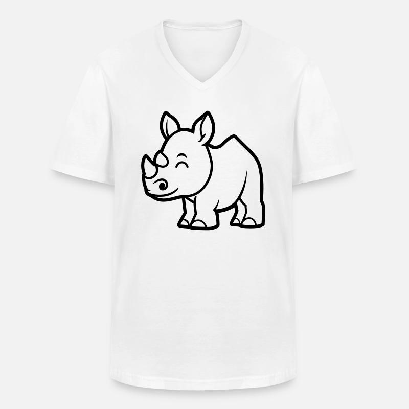 Nashorn - Männer-T-Shirt mit V-Ausschnitt - Weiß
