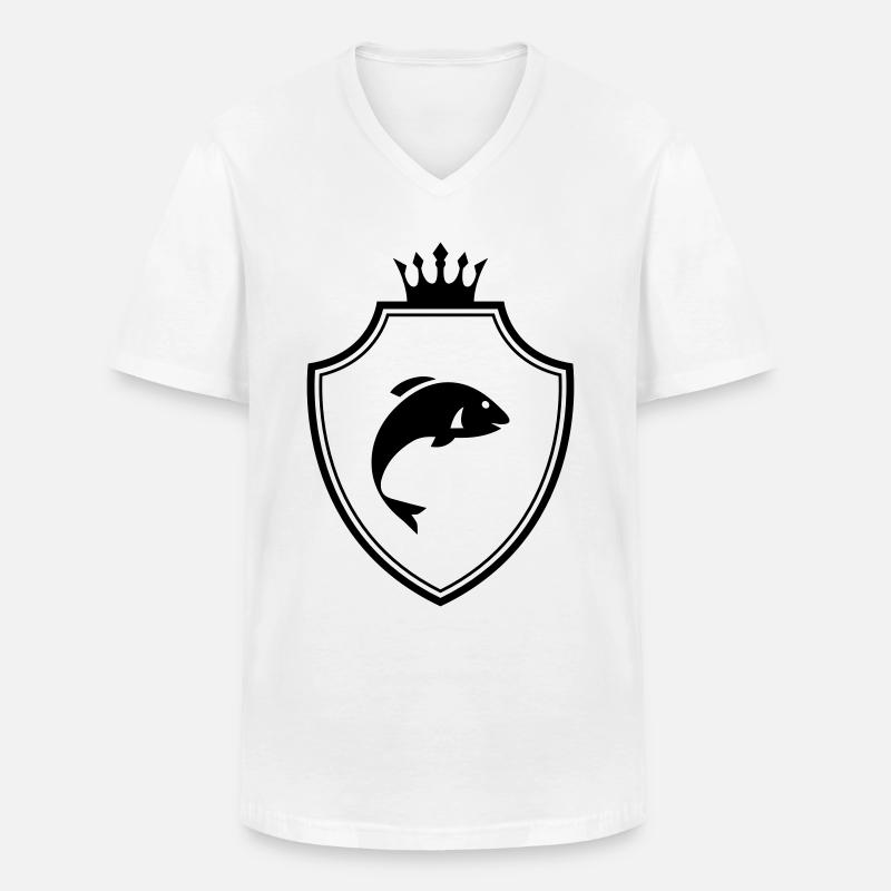 Fisch Wappen - Männer-T-Shirt mit V-Ausschnitt - Weiß