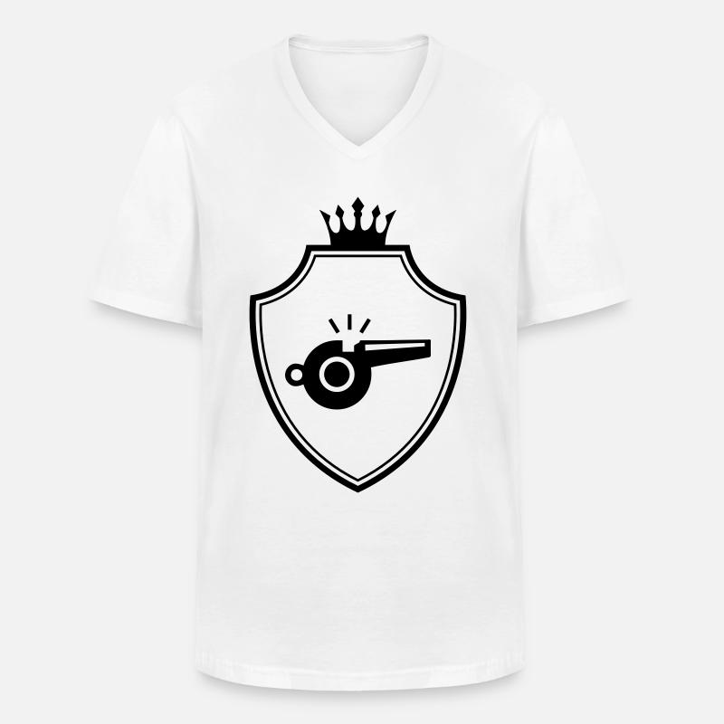 Trillerpfeife Pfeife Wappen - Männer-T-Shirt mit V-Ausschnitt - Weiß