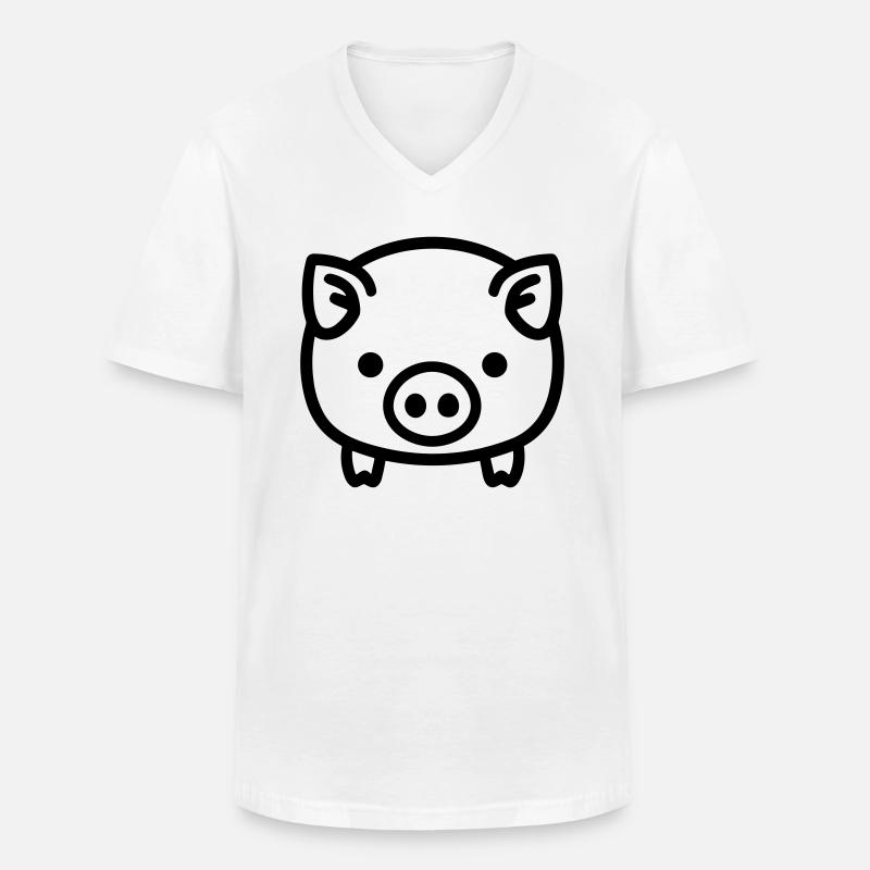 Schwein - Männer-T-Shirt mit V-Ausschnitt - Weiß