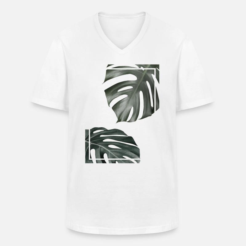 Monstera I (Farbe) - Männer-T-Shirt mit V-Ausschnitt - Weiß