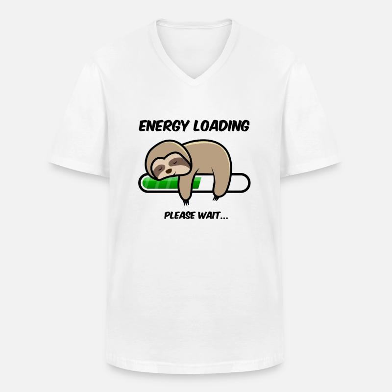 Faultier energy loading... please wait - Männer-T-Shirt mit V-Ausschnitt - Weiß