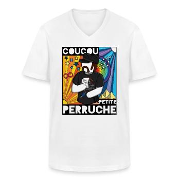 François Embrouille Coucou Petite Perruche - T-shirt col V Homme - blanc - Devant - AI Model Male 185 light (185cm)