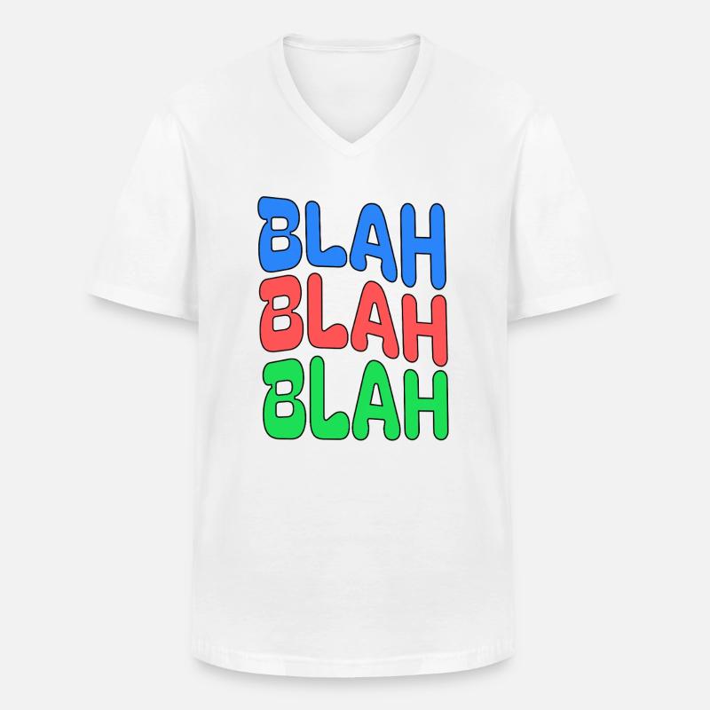 BLAH BLAH BLAH Farbiges Statement - Männer-T-Shirt mit V-Ausschnitt - Weiß