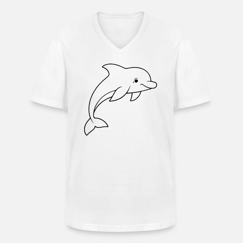 Minimalistic Dolphin - Männer-T-Shirt mit V-Ausschnitt - Weiß