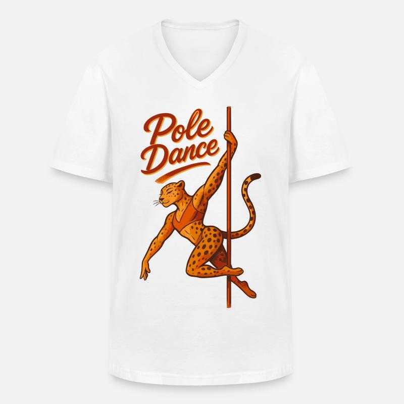 Pole Dance Leopardin Poledancerin Geschenk - Männer-T-Shirt mit V-Ausschnitt - Weiß