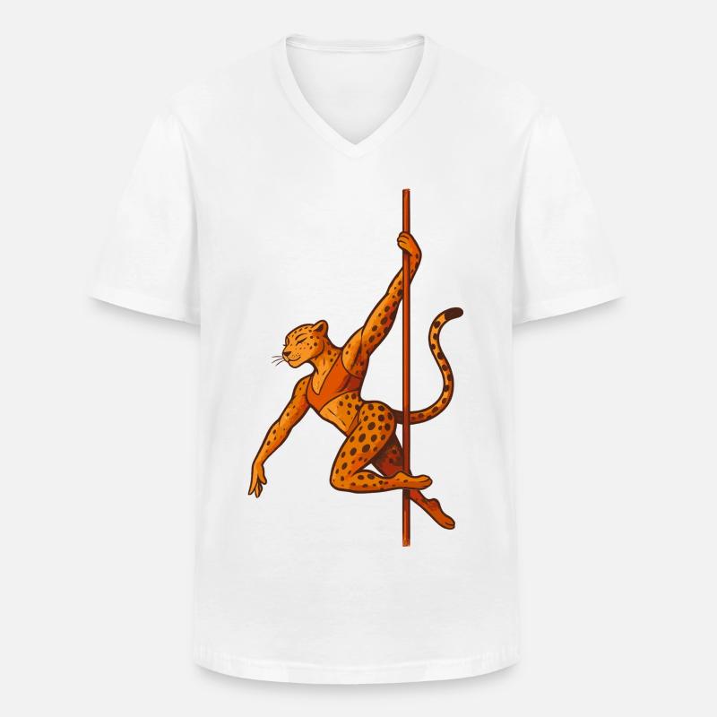Pole Dance Leopardin Poledancerin Geschenk - Männer-T-Shirt mit V-Ausschnitt - Weiß