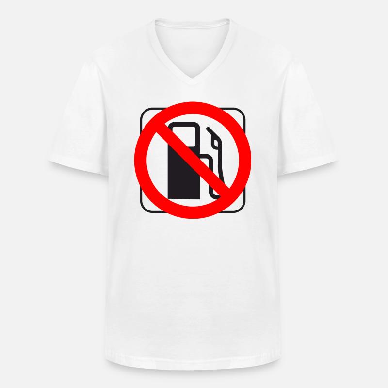 Stop Schild Tanksäule Benzin-Dieselpreise - Männer-T-Shirt mit V-Ausschnitt - Weiß