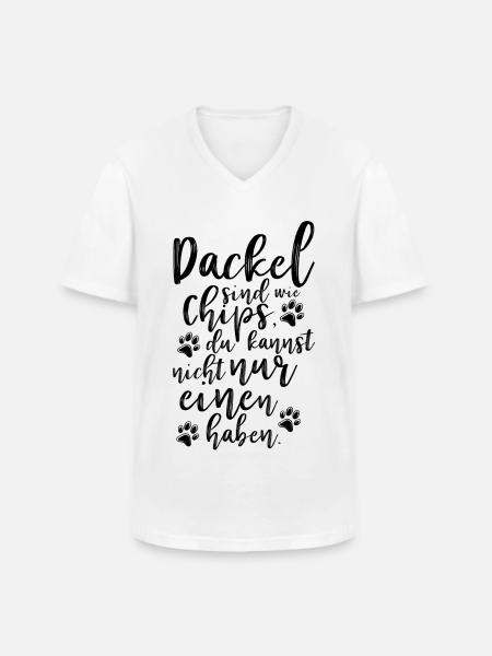 Dackel Chips - Männer-T-Shirt mit V-Ausschnitt - Weiß