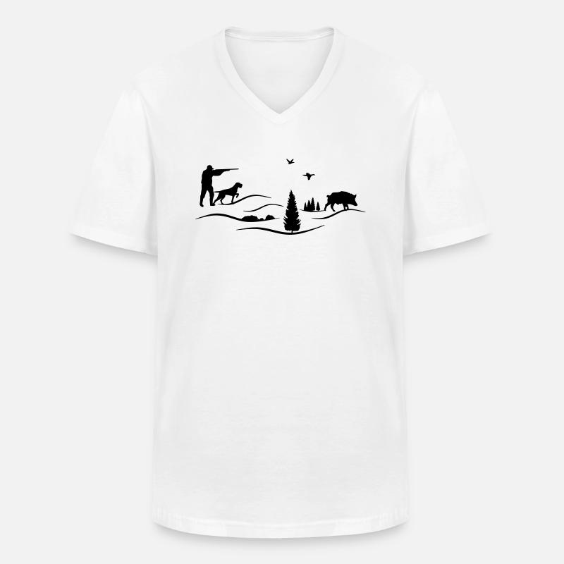 Hunter German Wirehaired Pointer - Men's V-Neck T-Shirt - white