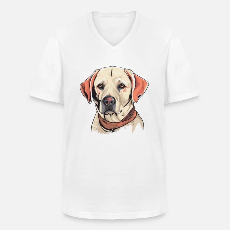 Labrador - Männer-T-Shirt mit V-Ausschnitt - Weiß