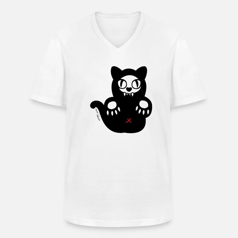 Ghost Cat - Männer-T-Shirt mit V-Ausschnitt - Weiß