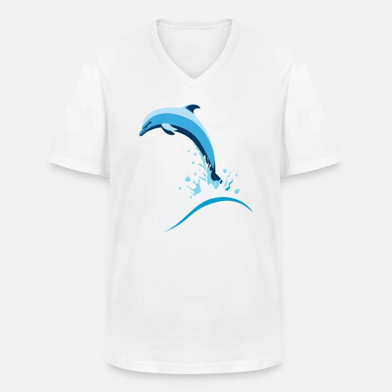 Springender Delfin - Männer-T-Shirt mit V-Ausschnitt - Weiß