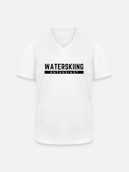 Waterskiing Enthusiast. - Men's V-Neck T-Shirt - white