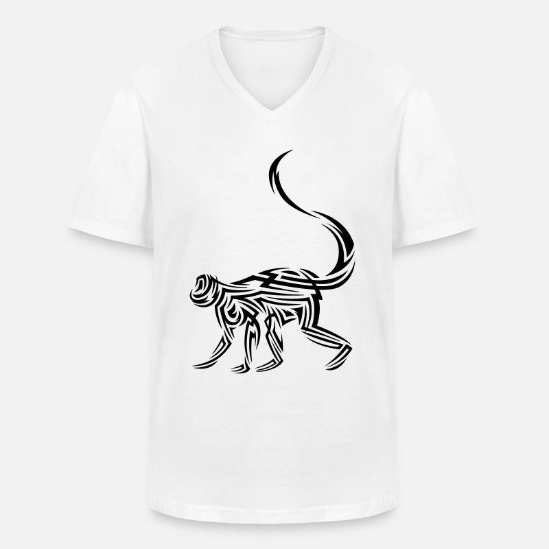 Affe Tribal Tattoo - Männer-T-Shirt mit V-Ausschnitt - Weiß