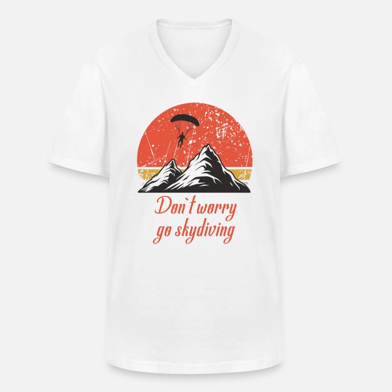 Skydving and Parachute - Männer-T-Shirt mit V-Ausschnitt - Weiß