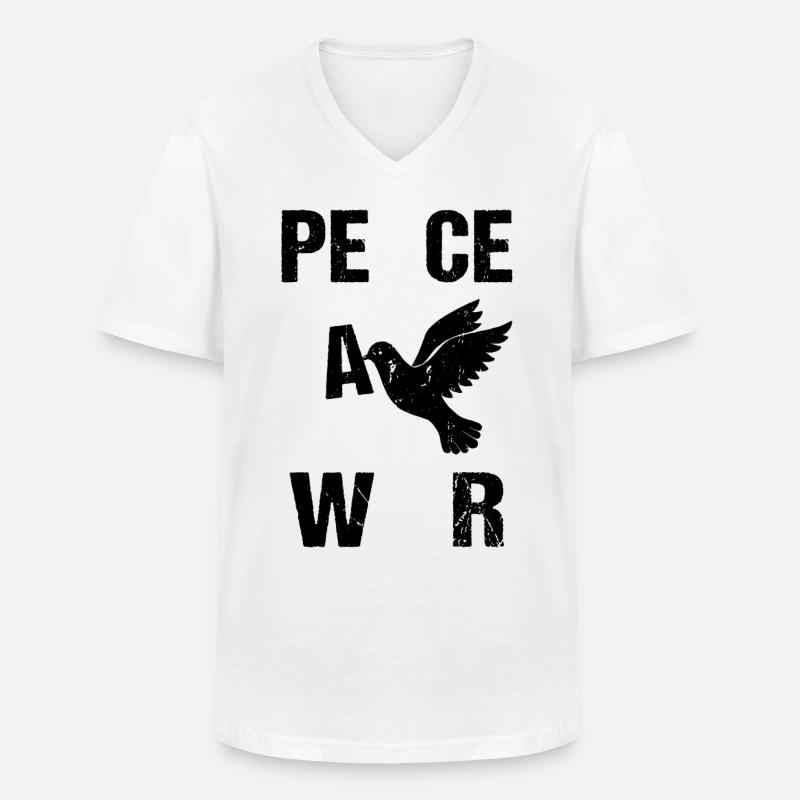 Peace No War Friedenstaube - Männer-T-Shirt mit V-Ausschnitt - Weiß