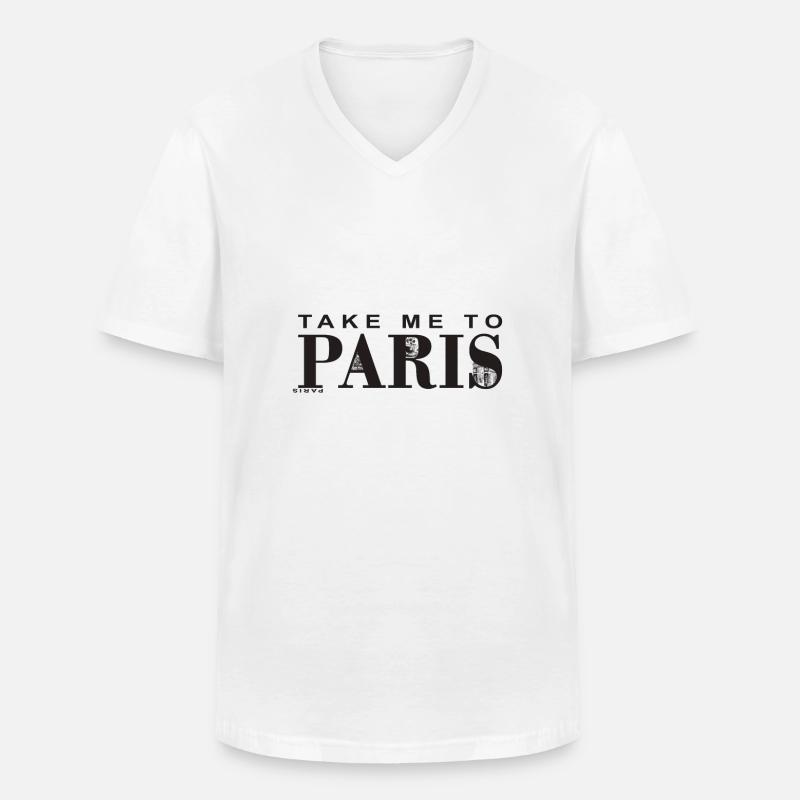Paris - Männer-T-Shirt mit V-Ausschnitt - Weiß