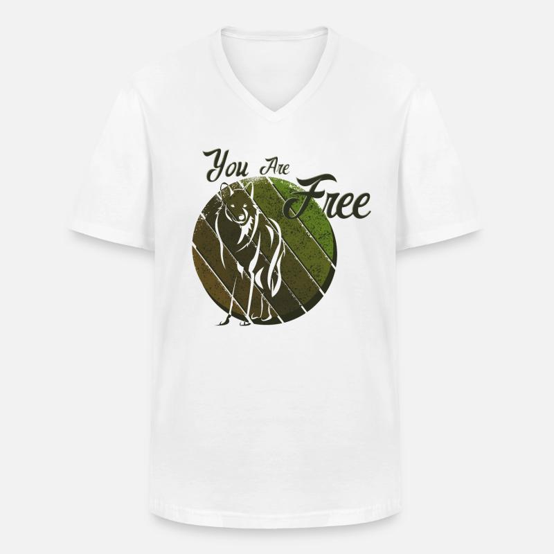 Du bist ein freier Wolf - Männer-T-Shirt mit V-Ausschnitt - Weiß