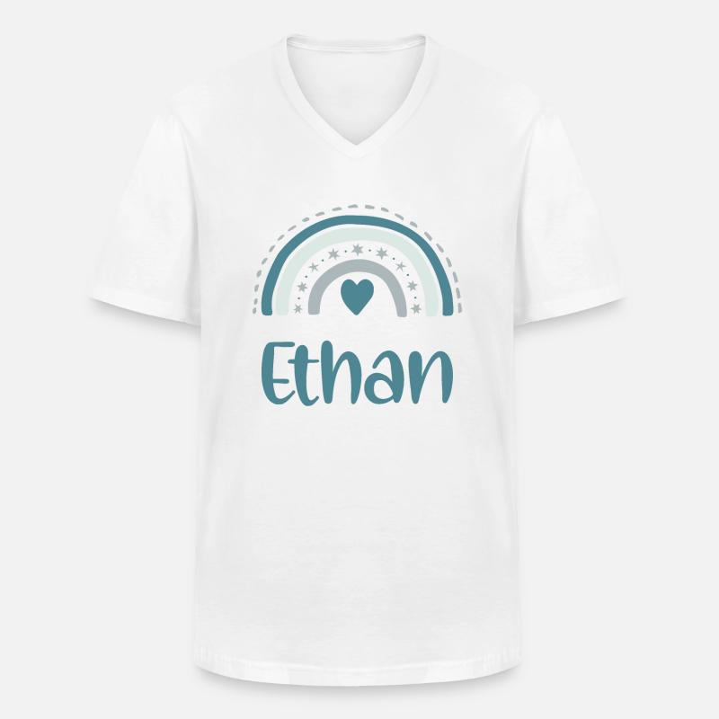 Ethan Name Regenbogen - Männer-T-Shirt mit V-Ausschnitt - Weiß