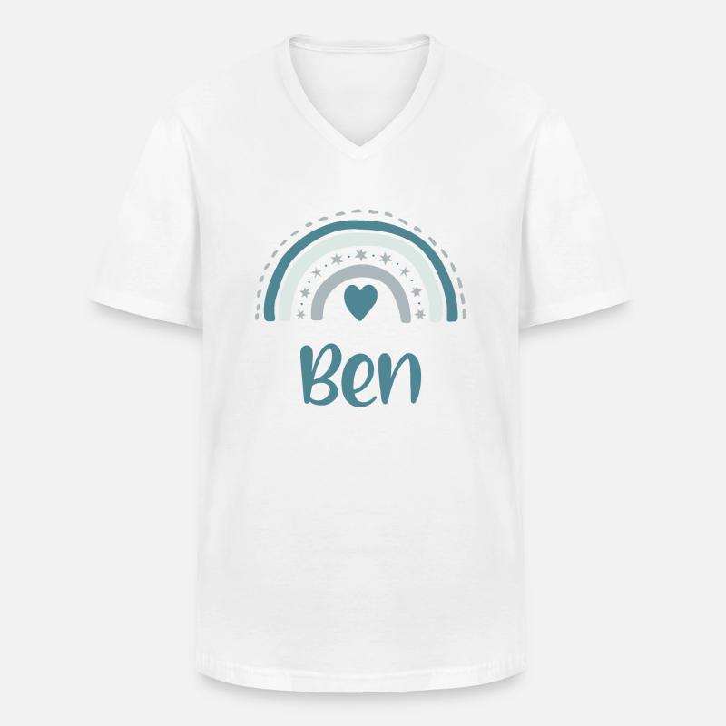 Ben Name Regenbogen - Männer-T-Shirt mit V-Ausschnitt - Weiß