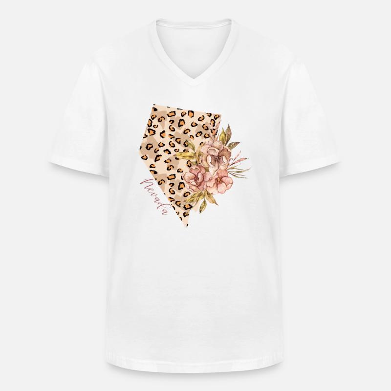 Nevada Leopard-muster Karte Leo - Männer-T-Shirt mit V-Ausschnitt - Weiß