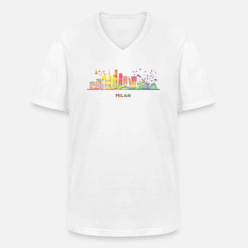 Mailänder Skyline Stadtbild Mailand - Männer-T-Shirt mit V-Ausschnitt - Weiß