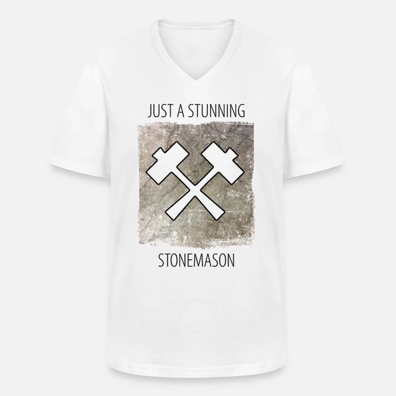 Steinmetz Steinbildhauer Spruch - Männer-T-Shirt mit V-Ausschnitt - Weiß