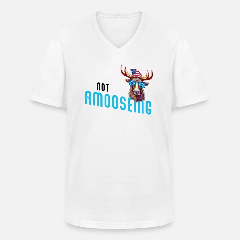 Nicht Amooseing Cooler Elch - Männer-T-Shirt mit V-Ausschnitt - Weiß