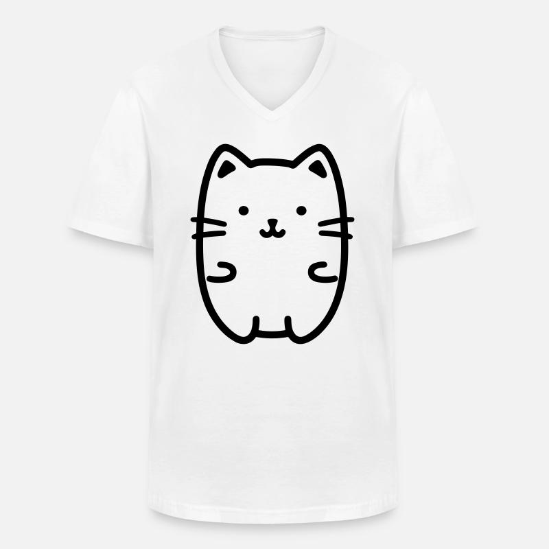 Katze - Männer-T-Shirt mit V-Ausschnitt - Weiß
