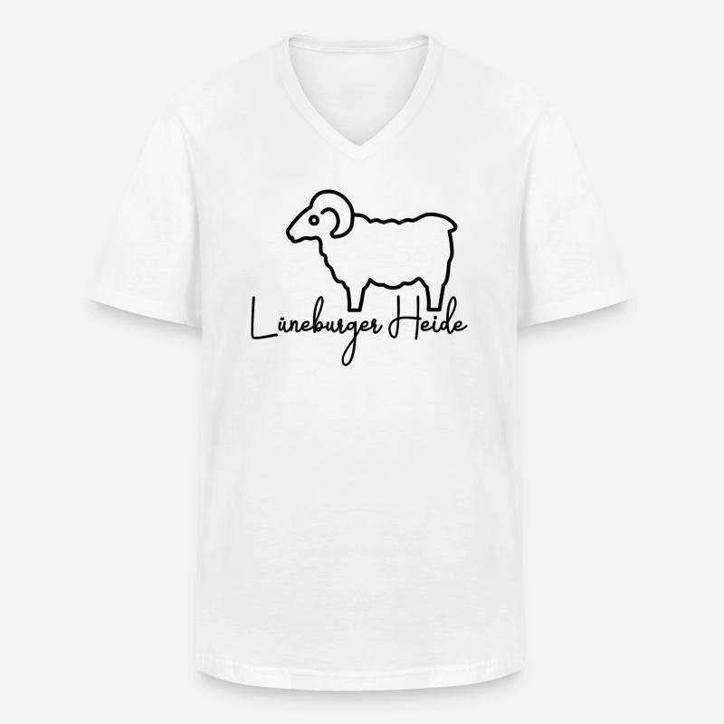 Heidschnucke Lüneburger Heide - Männer-T-Shirt mit V-Ausschnitt - Weiß